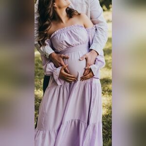 Boho Lavender Off-Shoulder Maxi dress great for Maternity!